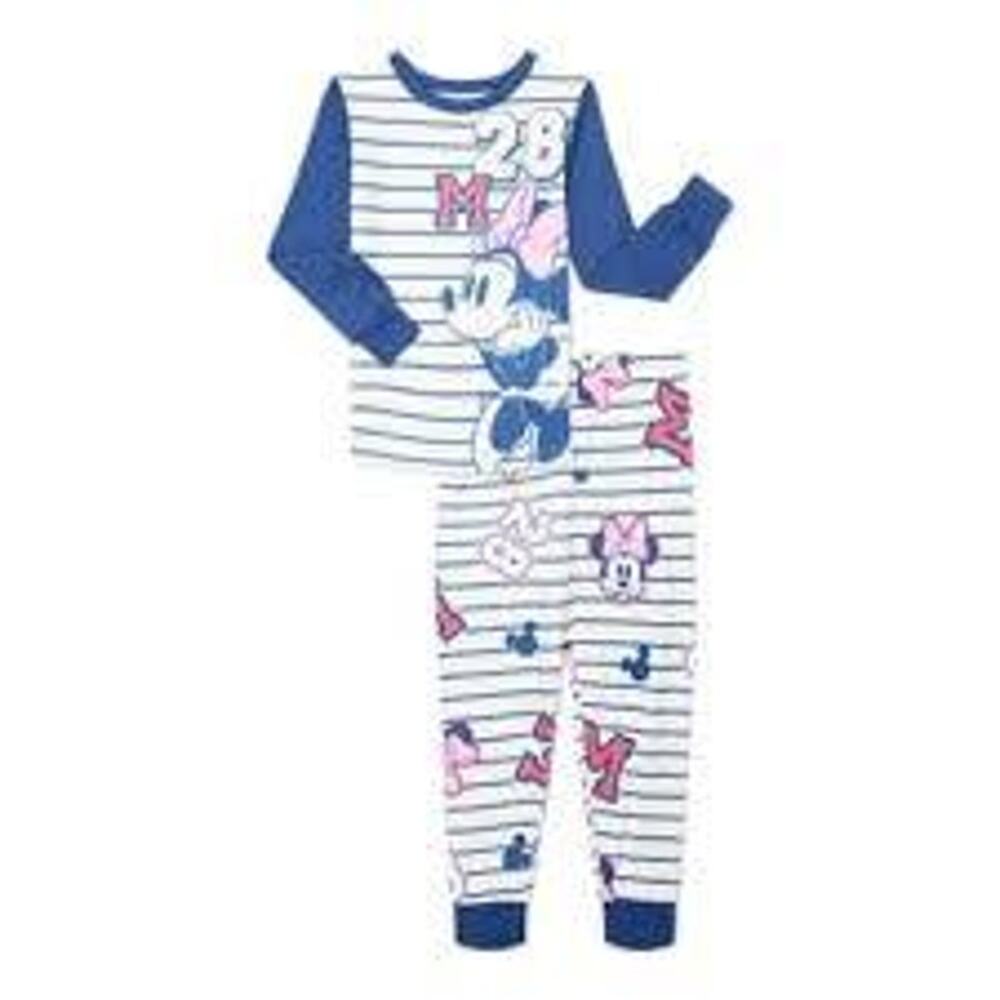 Disney Minnie Mouse Girls Long-Sleeve Top and Pants Snug-Fit Pajama Set Size 4
